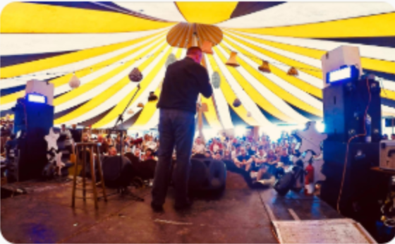Mike Keenan performing at a festival